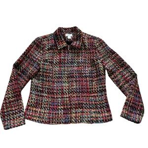 Vintage Y2K Christopher and banks woven tweed multicolor zip jacket sz medium